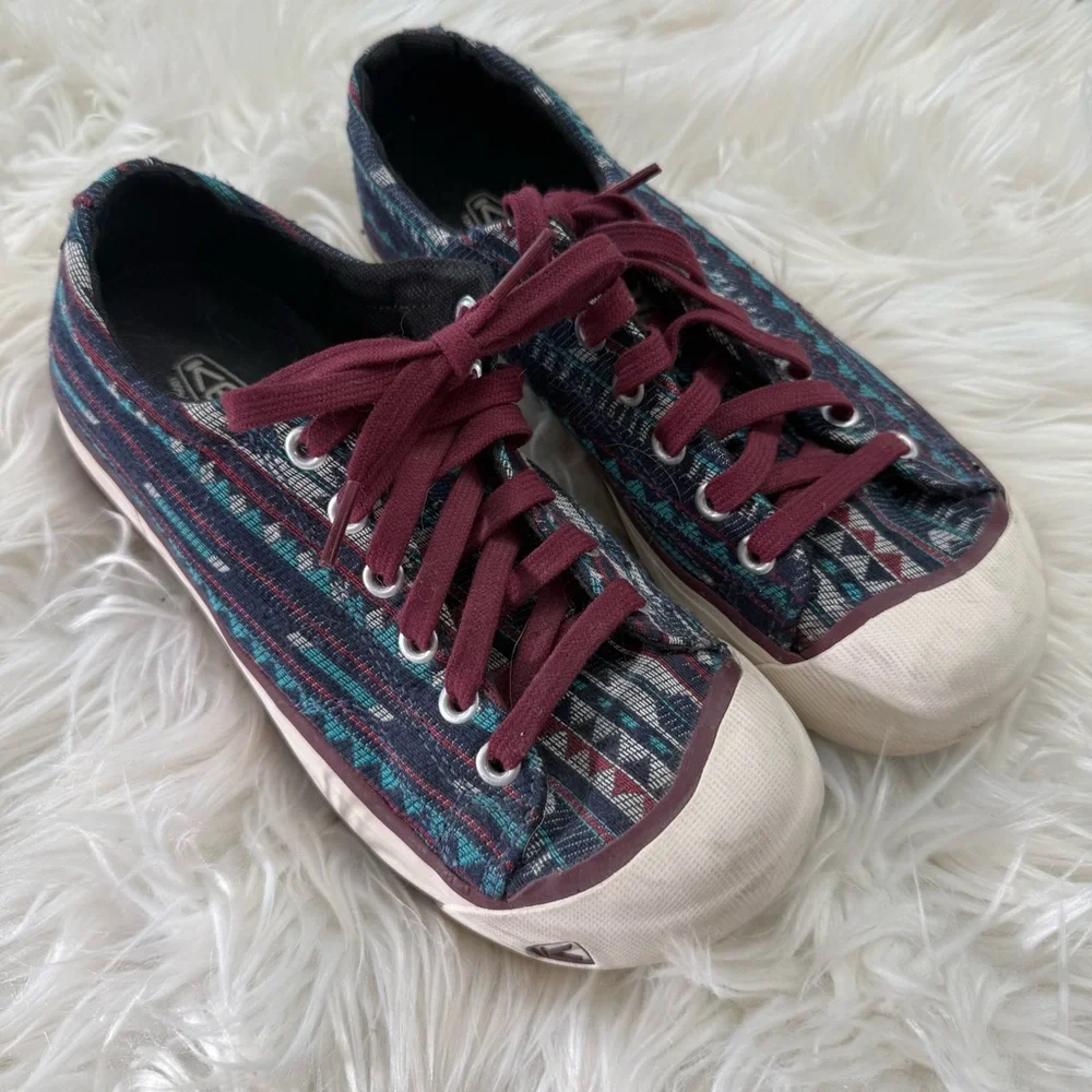 KEEN Coronado II Aztec Woven Canvas Vulcanized Sneakers Blue Women’s 6